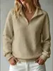 Sudadera de Mujer Waffle Cómoda Holgada Color Sólido Cuello Alto Cremallera Manga Larga Patchwork Otoño Europeo y Americano 2026