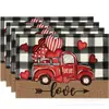 Nuevo mantel individual de lino estampado para el Día de San Valentín Amazon transfronterizo amor festivo restaurante occidental aislamiento térmico antiadherente mantel de mesa