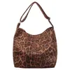 Bolsa de lona com estampa de leopardo, estilo coreano, nicho, nova coleção outono/inverno, estilo casual e descontraído, bolsa de ombro de grande capacidade, adequada para o dia a dia