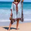 Ropa Europea y Americana de Protección Solar para la Playa Suéter de Punto Holgado Estampado con Alas de Ángel Cubre Bikini Cárdigan de Playa