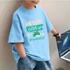 2097# Ropa Infantil Niños Verano Cuello Redondo Chaqueta Casual Holgada Camiseta Niños Medianos y Grandes Algodón Manga Corta Ropa de Verano