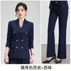 Traje formal profissional para o trabalho na moda, conjunto de terno de advogado com calça pantalona, conjunto de três peças de outono para mulheres