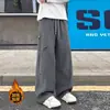 Pantalones de Esquí Impermeables con Forro de Terciopelo para Otoño e Invierno para Hombre, Marca de Moda, Pantalones Cargo Rectos Holgados para Exteriores, Pantalones Casuales Gruesos