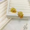 Brincos Europeus e Americanos Transfronteiriços, Luxo Acessível e Brincos de Alta Qualidade, Brincos de Aço Titânio com Textura Geométrica Banhado a Ouro 18K, Joias Femininas