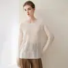 Suéter tejido de seda y cachemira de cuello redondo, estilo suelto y casual, elegante jersey, nuevo top fino de punto trenzado para mujer, otoño e invierno 2026