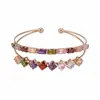 Pulseira aberta em formato de diamante colorida estilo coreano, delicada e doce, luxo leve, joias femininas de alta qualidade atacado