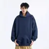 Sudadera con capucha de peso pesado para otoño de 400 g para hombre Marca de moda americana Talla grande Holgada Versátil Sudadera con capucha tipo chaqueta informal