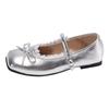 Moda Plata Retro Punta Cuadrada Ballet Zapatos Bajos Planos para Mujer Verano 2025 Nueva Llegada Vestido Zapatos Mary Jane