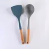 Juego Personalizado de 12 Utensilios de Cocina de Silicona, Incluyendo Espátula, Pala para Arroz, Cuchara para Sopa y Otros Utensilios de Cocina de Silicona Antiadherentes con Mango Largo