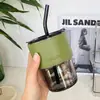 Taza de Bambú de Celebridad de Internet Douyin Taza de Agua Creativa de Vidrio con Popote Logo Láser Personalizado Drenaje de Apertura Taza de Regalo Pequeña