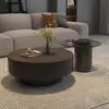 Mesa de Café de Pizarra de Lujo Ligero Italiano, Sala de Estar Sencilla, Apartamento Pequeño, Combinación de Mesa de Té Redonda Minimalista de Gama Alta para el Hogar