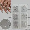 Popular Transfronterizo 12 Rejillas Joyería de Perlas de Acero para Uñas Perlas de Caviar Oro y Plata Semirrectángulo Estrella Decoración de Uñas Set de Accesorios