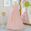 Novos Vestidos Europeus e Americanos para Meninas, Saias de Princesa, Saias Plissadas com Decote em V Tutu para Crianças de Tamanho Médio e Grande, Roupas de Performance para Festival de Piano Infantil