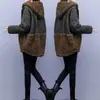 Chaqueta de lana de cordero con costuras de algodón y lana, invierno, nueva, con capucha, abrigo de lana grueso, abrigo acolchado a cuadros para mujer