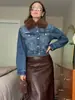 Nova Jaqueta Jeans Feminina Casual Elegante de Design Solto, Manga Longa, Estilo Europeu e Americano