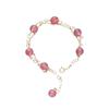 Venta al por mayor de fábrica pulsera de cristal de fresa natural para mujer oro de 14k diseño simple doble cadena regalo para novias