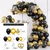 Serie Oro Negro de Amazon Transfronteriza Set de Globos Tema Cumpleaños Cadena de Globos Combinación Decoración Arreglo para Fiesta Festiva