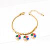 Jóias de luxo leve frescas, pulseira de amor de trevo da sorte de borboleta epóxi colorida, pulseira de retenção de cor de aço titânio, presente para menina