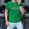 2025 Verano Nuevo Camiseta de Manga Corta Transpirable de Moda Casual para Jóvenes de Corte Ajustado para Combinar con Todo con Letras Estampadas en Caliente