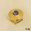 Anillo de Acero Inoxidable 304 Transfronterizo Vintage con Incrustación de Piedra Natural Geométrico con Apertura Redonda Anillo Estilo Corte Femenino en stock