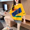 Camiseta con Capucha de Manga Corta Estilo Occidental Verano Coreana Holgada Corta Verano Media Manga 2021 Nueva Camiseta para Mujer