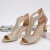 Zapatos para Mujer Tallas Grandes 35-43 41 Verano Punta de Pez Tacones Altos Mujer 42 Nueva Llegada Sandalias de Lentejuelas Huecas Cremallera Trasera Romanos