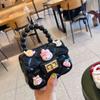 Bolsa de Gelatina Infantil de Dibujos Animados Lindos Pvc Cadena de Diamantes Bolso Cuadrado Pequeño Mini Bolso de Mano con Perlas para Niña Bolso Cruzado de Mano