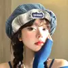Boina de Sarja com Aba Dobrável para Mulheres, Novo Estilo Coreano Primavera/Verão 2026, Chapéu Octogonal para Cabeça Grande, Chapéu de Artista Emagrecedor