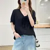 [Especial] Camisa para Mujer Tallas Grandes 2026 Nuevo Estilo de Verano Elegante Camisa de Manga Corta con Cuello en V y Cinta 0576