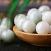 Cuentas sueltas naturales de she taicui, cuentas redondas de jade verde frijol para sostener en la mano, accesorios para pulsera y collar hechos a mano DIY, venta al por mayor en stock