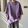 Camiseta de manga corta desgastada lavada para hombre, estilo americano de verano, moderna, algodón puro resistente, casual, versátil, manga corta, a la moda