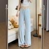 Pantalones de pierna ancha con protección solar de seda helada para mujer, nuevo estilo de verano 2025, finos, estilo Lulu igual, secado rápido, holgados, informales, estilo perezoso