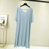 Vestido Holgado de Talla Grande Estilo Europeo y Americano Transfronterizo de Modal para Mujer, Vestido de Verano Delgado de Manga Corta con Hermoso Diseño en la Espalda, Camisón de Longitud Media Adelgazante
