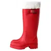 Botas de Lluvia Rojas de Caña Alta con Tirador para Mujer, Botas de Agua Versátiles de Suela Gruesa Estilo Coreano, Zapatos de Goma Antideslizantes, Zapatos Impermeables para Exteriores 1023
