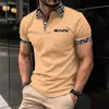 Camisa polo casual cruzada nueva de Amazon para hombre, bolsillo en el pecho, solapa, manga corta, combinación de colores, camiseta versátil