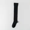 Meias 7/8 para outono e inverno para mulheres, cor sólida, emagrecedoras, simples, estilo JK Lolita, levemente compressivas, algodão, meias acima do joelho
