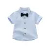 Camiseta de manga corta para bebé, Ropa de verano, Vestido formal para niño de un año, Camisa con pajarita, Top delgado para que los niños salgan