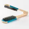 Peine Enderezador de Cerdas de Cerdo Más Vendido Transfronterizo, Peine para Peinar el Cabello en Forma de V de Doble Uso para Alisar y Ondular