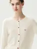 Cárdigan de Cachemira de Color Sólido con Cara Sonriente Bordada para Mujer, Manga Larga, Cuello Redondo, Adelgazante, Versátil, Suéter Base, Prenda Exterior de Capa de Moda