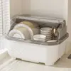Caja de Almacenamiento para Vajilla de Cocina Doméstica con Cajón Bandeja de Drenaje para el Piso Estante de Almacenamiento para Platos Cubiertos a Prueba de Polvo
