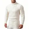 Suéter de punto trenzado geométrico de cuello alto medio para hombre de otoño e invierno transfronterizo, top de punto jacquard moderno, capa base casual para hombre