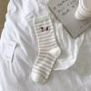 Calcetines de Dibujos Animados con Bordado de Cachorros Lindos para Mujer Otoño e Invierno Ins Estilo Japonés de Moda Estilo Preppy Grises con Encaje Coreano Calcetines de Media Pantorrilla