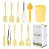 Espátula Pequeña de Silicona para Manchas Utensilios de Cocina Juego de 10 Piezas Espátula de Cocina para el Hogar Niños Juego de Cubo de Almacenamiento para Utensilios de Cocina Pequeños