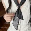 Lenço de pescoço com fivela de pérola sem nó para pessoas preguiçosas, lenço quadrado pequeno versátil multiuso feminino para decorar camisas de trabalho