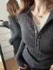 Top de Capa Base con Encaje Patchwork de Cuello en V para Mujer Otoño/Invierno Estilo Coreano Adelgazante Manga Larga Elegante Elástico de Punto Top Interior