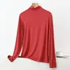 2026 Talla Grande Modal Primavera Verano Nuevo Estilo Cuello Semi Alto Manga Larga Camiseta Holgada Adelgazante Camiseta Base