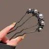 Peine para el Cabello con Perlas Pasador de Cabello Nuevo 2025 Artefacto Fijador de Cabello de Cuatro Dientes Peine para el Cabello Pasador en Forma de U Pasador de Cabello Accesorios para el Cabello