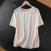Camiseta de punto sin costuras de una sola pieza, calibre 18, artesanía Lyocell Tencel, hombros descubiertos, refrescante, transpirable, adelgazante H050225
