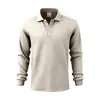 Camisa tipo polo de jacquard texturizado para hombre de Amazon, solapa, estilo retro americano, casual, color liso, manga larga