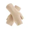 Luvas de Tricô Grossas Meio Dedo Femininas 100% Caxemira Pura Luvas Quentes da Moda Luvas Sem Dedos para Escrever e Digitar